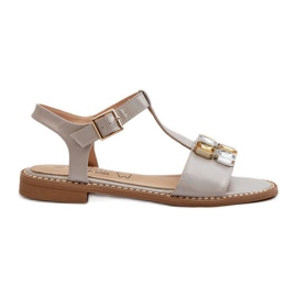 Sandales élégantes pour femmes avec détails décoratifs S.Barski KV27-030 Beige Sandales élégantes pour femmes avec détails décoratifs S.Barski KV27-030 Beige