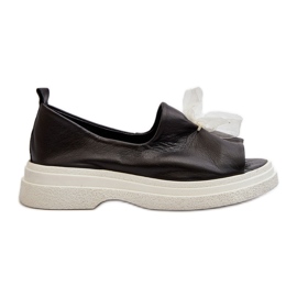 Zazoo 2939 Sandales en cuir pour femme avec nœud, noir