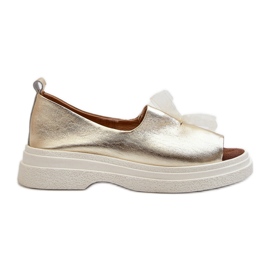 Zazoo 2939 Sandales en cuir pour femme avec nœud, doré