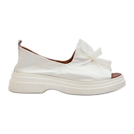 Zazoo 2939 Sandales en cuir avec nœud pour femme, blanc