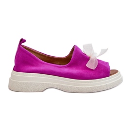 Zazoo 2939 Sandales pour femmes en daim avec nœud, fuchsia rose