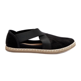 Espadrilles Femme À Bretelles Élastiques Eco Daim Noir Phaedrana