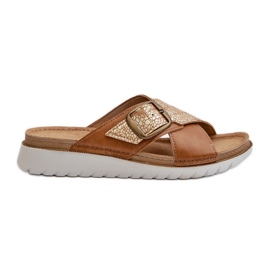 Tongs confortables pour femmes avec boucle Inblu CN000032 Camel brun