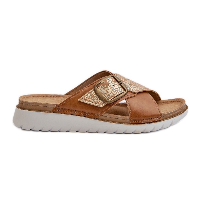 Tongs confortables pour femmes avec boucle Inblu CN000032 Camel brun