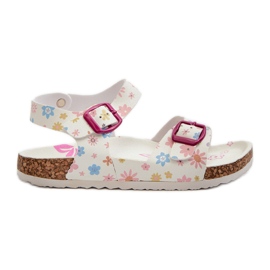 Sandales enfant à fleurs et boucles, blanc Memoria blanche