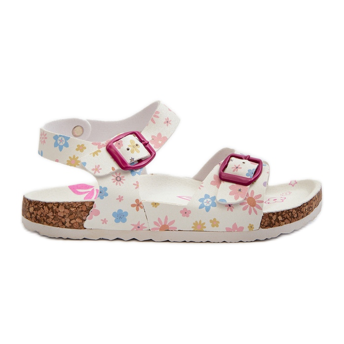 Sandales enfant à fleurs et boucles, blanc Memoria blanche