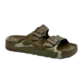 Tongs légères en mousse pour garçon avec boucles, vert foncé, Adirnaca