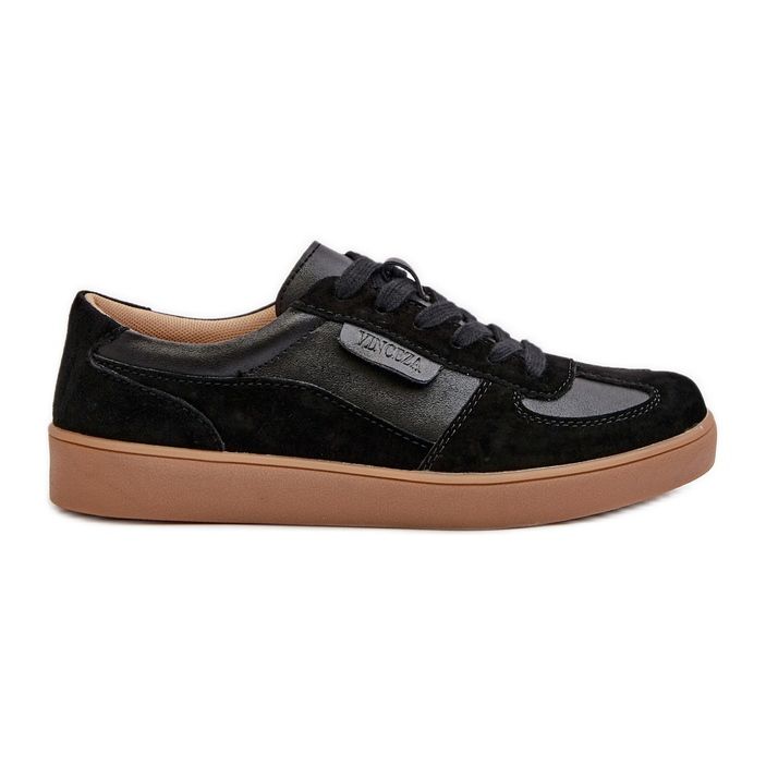 Baskets en cuir pour femmes noires Vinceza 7333 le noir
