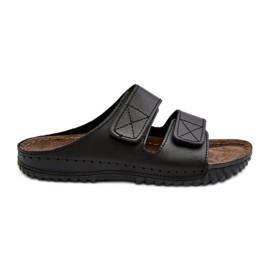 Tongs confortables pour hommes avec sangles velcro Inblu FM00001U noir