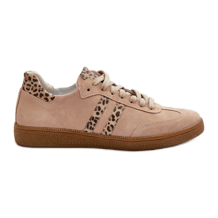 Zazoo N1068 Baskets basses en daim pour femme Beige
