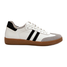 Zazoo N1068 Baskets basses en cuir pour femme Blanc