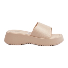Tongs Pour Femmes Sur Plateforme Et Compensée, Vimarils Beige Clair
