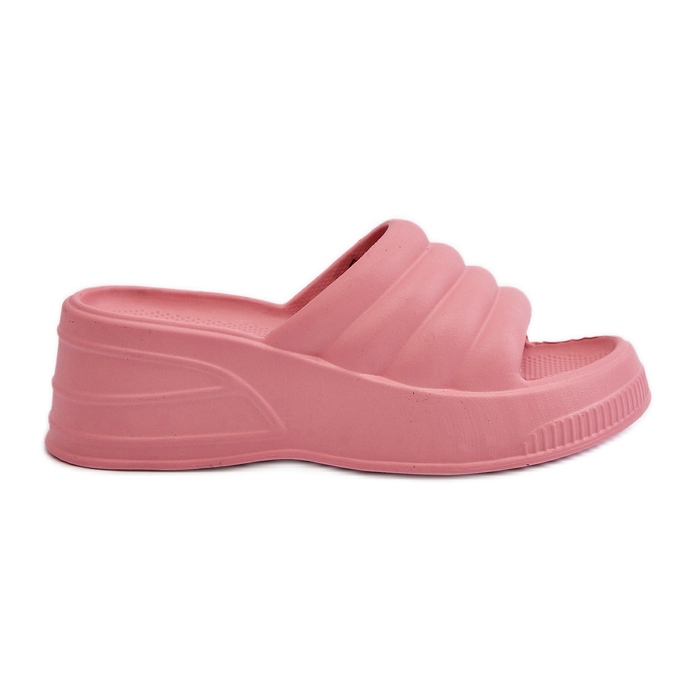 Tongs femme légères en mousse à semelle compensée et plateforme rose Tendrea