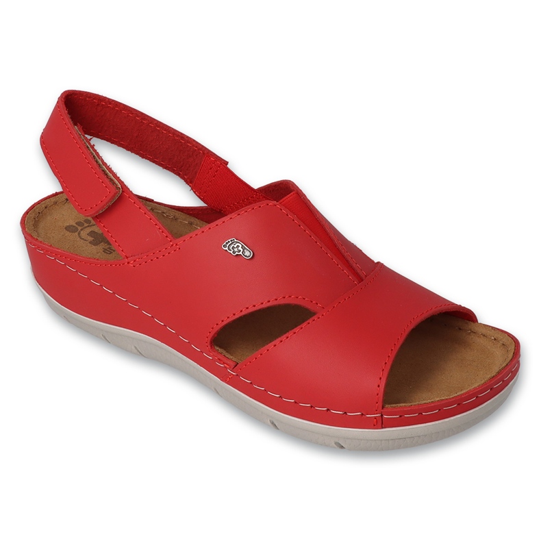 Sandales en cuir pour femmes Befado avec velcro 158D262 rouge