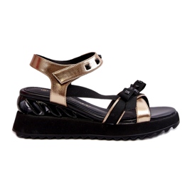 S.Barski Sandales Femme Avec Noeud D&amp;A CR956 Doré d'or