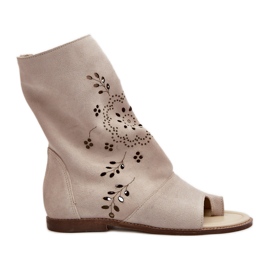 Zazoo 3437 Sandales en Daim pour Femme avec Fermeture Éclair sur le dessus Beige Clair