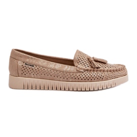 Mocassins ajourés pour femmes en suède écologique, Tinami doré d'or Mocassins ajourés pour femmes en suède écologique, Tinami doré d'or
