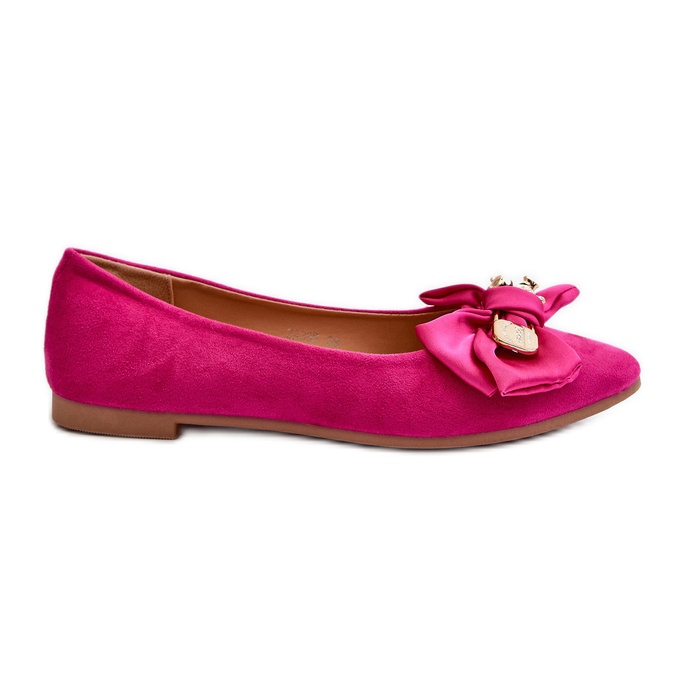 Ballerines Femme En Daim Eco Avec Noeud Et Broche Fuchsia Satris rose
