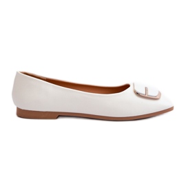 Ballerines pour femmes en cuir écologique avec décoration, blanc Edoslli