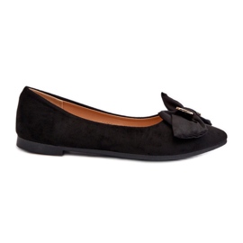 Ballerines Femme En Daim Eco Avec Noeud Et Broche Noir Satris le noir