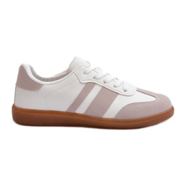 Baskets basses en cuir écologique pour femmes blanches et grises Relialia Baskets basses en cuir écologique pour femmes blanches et grises Relialia