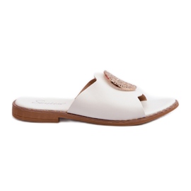 Tongs Femme Talon Plat Avec Décoration, Blanc Rivashea