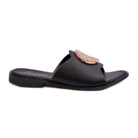 Tongs Femme Talon Plat Avec Décoration, Noir Rivashea le noir