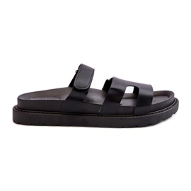 Tongs en cuir écologique avec velcro pour femmes, noir Silaka le noir Tongs en cuir écologique avec velcro pour femmes, noir Silaka le noir