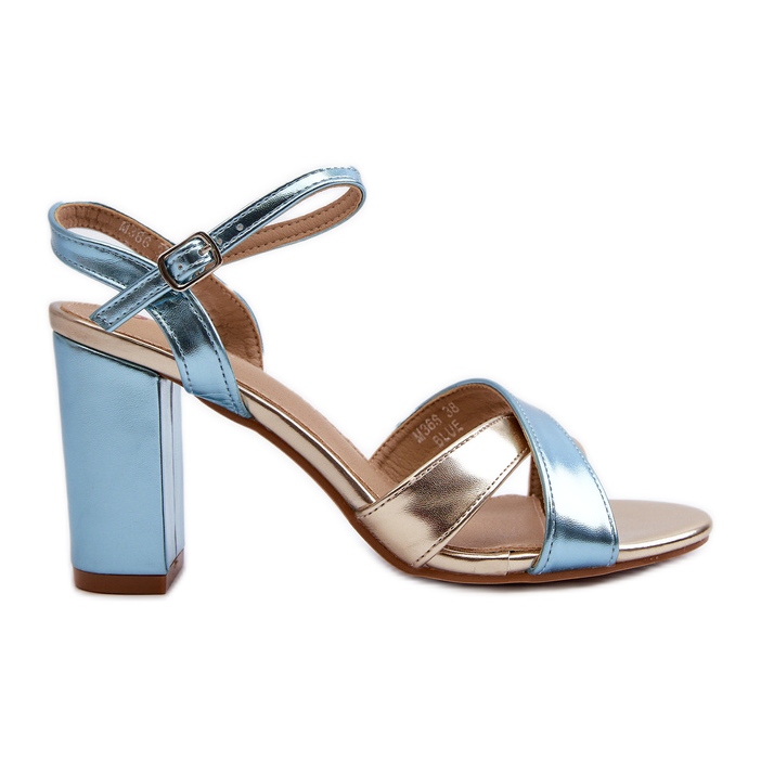 Sandales à Talons Hauts en Cuir Eco Bleu et Or Abilica