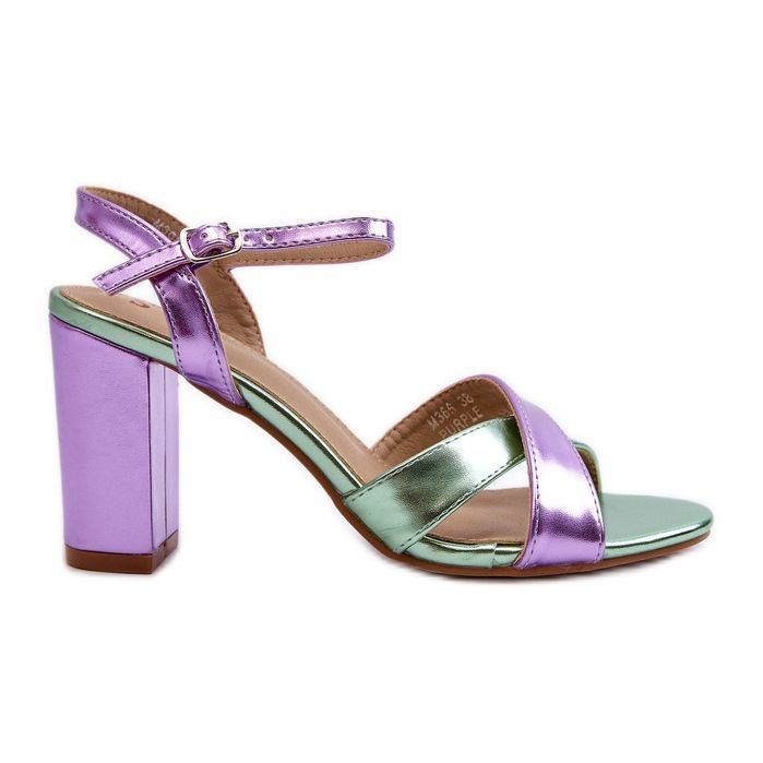 Sandales à talons hauts en cuir écologique, violet Abilica