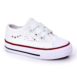 Baskets pour enfants avec dentelle, blanc