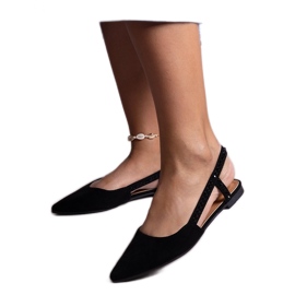 Ballerines noires à talon ouvert de Fiorentino