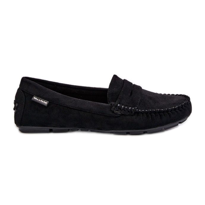 Mocassins Pour Femmes En Eco Daim Noir Rerceria le noir