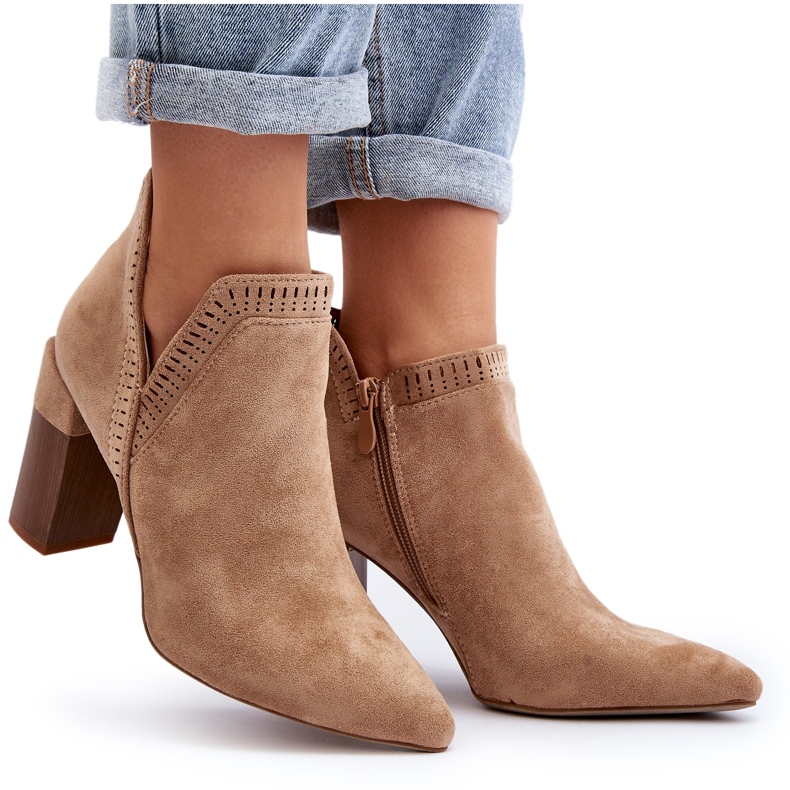Bella Paris Bottines beiges à motif ajouré