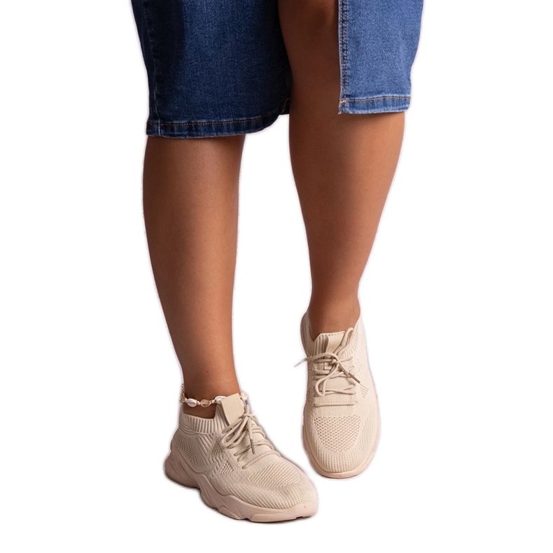 Baskets en tissu beige par Madi