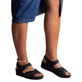 Sandales compensées basses Areja noires