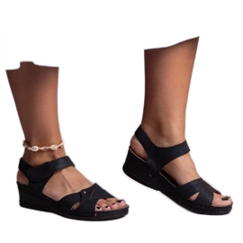 Sandales compensées basses Kirane noires le noir