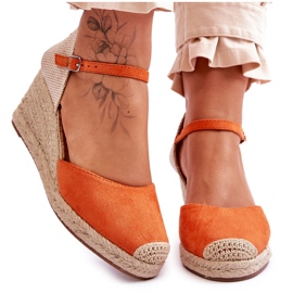 Sandales Compensées Espadrilles En Daim Orange Cammer