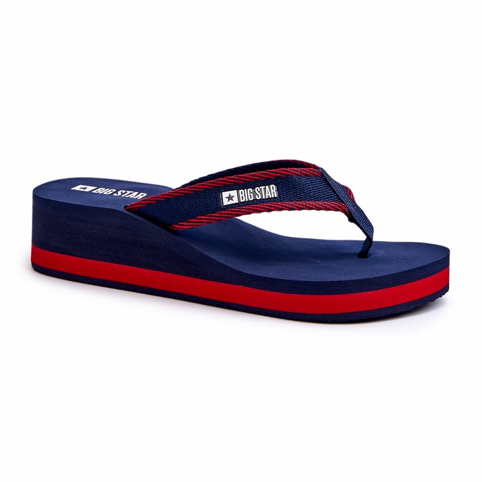 Tongs compensées pour femmes Big Star NN274A725 Bleu marine