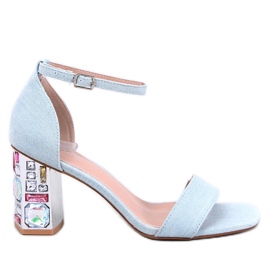 Sandales à talons Whitneys Jean avec pierres bleu