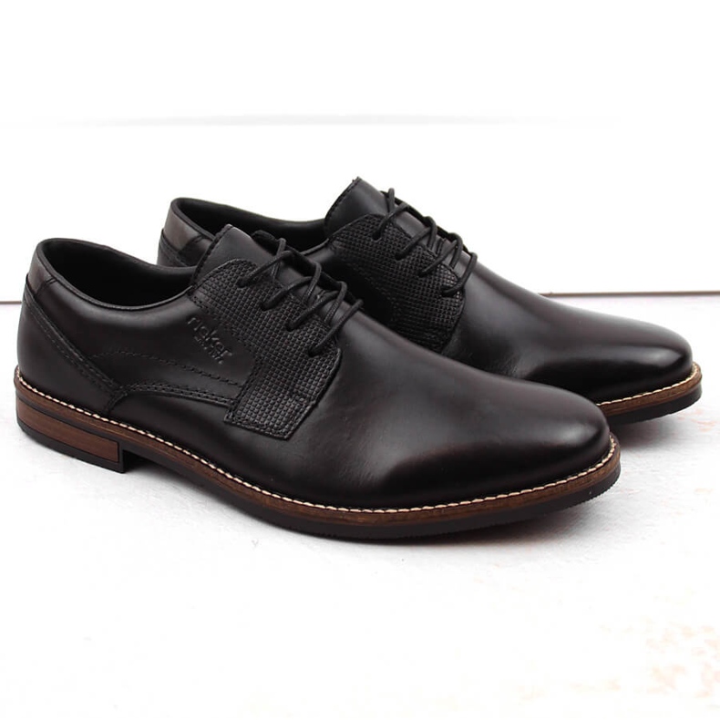 Chaussures confortables en cuir pour hommes noires Rieker 13523-00 le noir