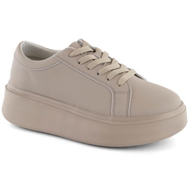 Chaussures en cuir pour femmes sur plateforme, beige foncé, Sergio Leone SP024