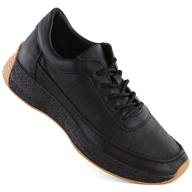 Chaussures de sport pour femmes en cuir noir Sergio Leone SP013 le noir