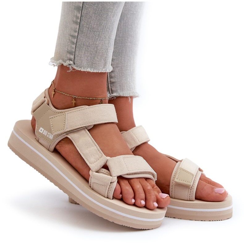 Sandales à plateforme pour femmes Big Star NN274A535 Beige