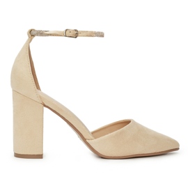 Escarpins à talons hauts en daim beige