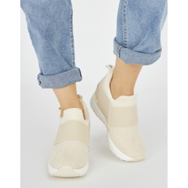 Baskets compensées femme beige clair