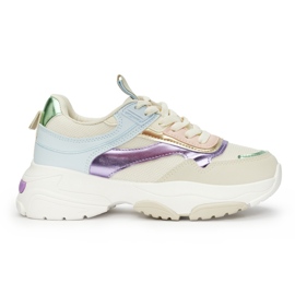 Chaussures de sport femme multicolores à semelle épaisse beige
