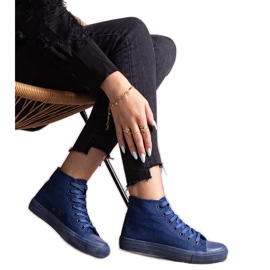 Baskets montantes en jean raphia bleu