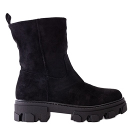 Bottines Eleonira en daim noir le noir