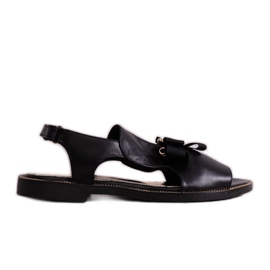 Sandales noires avec nœud et zircon KARINO